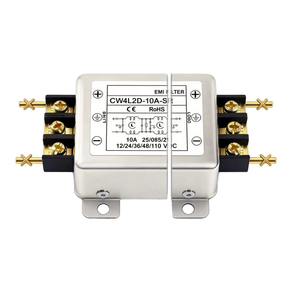 Power Supply Terminal Type DC For EMI Filter Two Stage CW4L2D361020ASR 110V Rated Voltage Metal Body for Cleaner Power Supply