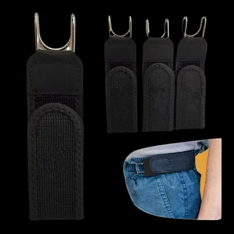 Unisex Buckle-Free Invisible Waist Belt Closure For Outdoor Work Buckleless Belt Hook Adjustable Metal Hook Elastic Belt
