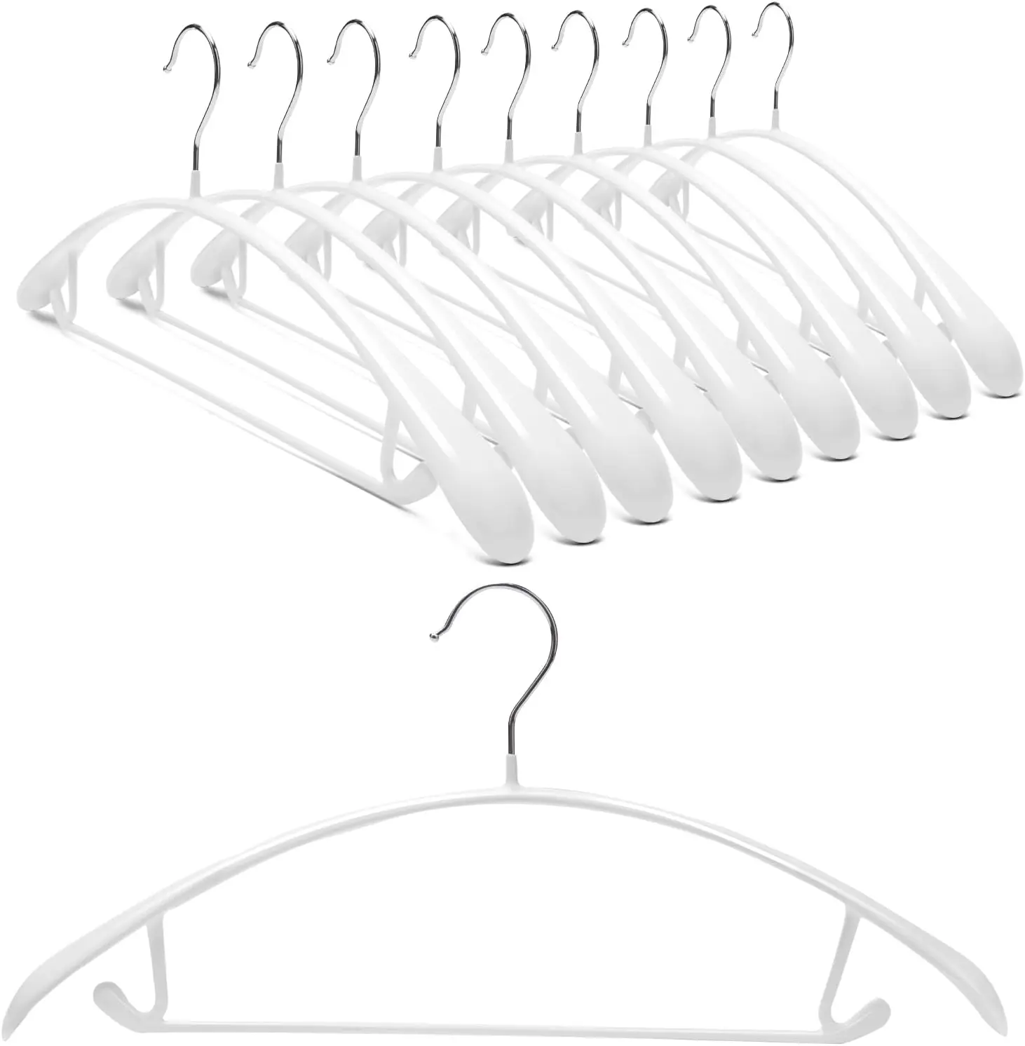 

Нескользящие вешалки для свитеров с ПВХ-покрытием, с широкими плечиками без защемления для одежды, белые, 10 штук в упаковке