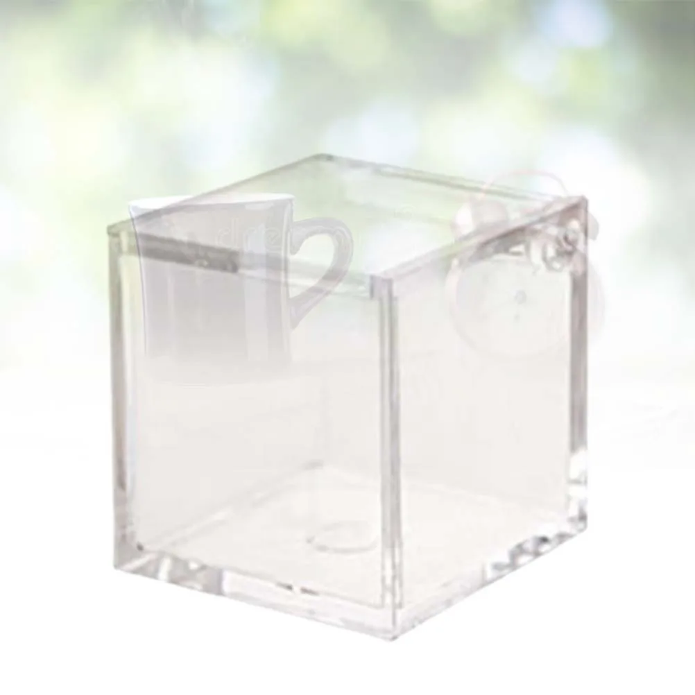 

12 pcs Candy Box 4.5X4.5Cm Transparent Plastic Gift Box Eco-Friendly Cube Treat Packaging For Christmas Party Favors Cupcake