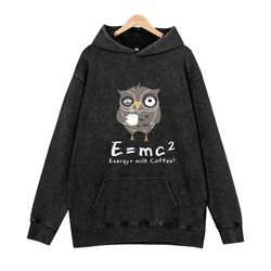 The owl drinking coffee Hoodies Women Cool Casual Harajuku Hip Hop Streetwear Pullovers Sweatshirts Loose Sudaderas