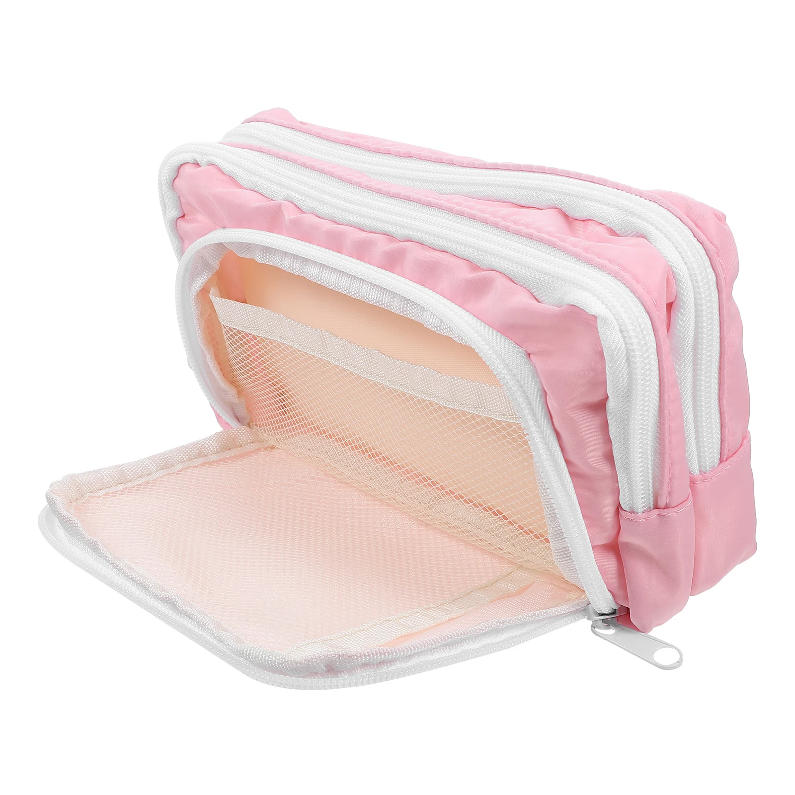 

Pencil Case Stationery Holder Pink Fabric Bag Large Capacity Zipper Student Office Zipper Pencil Bag Use Cloth Aluminum