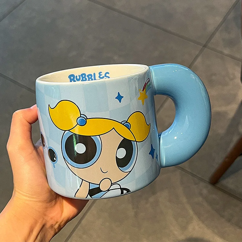 Buttercup Blossom Bubbles The Powerpuff Girls Cute Cartoon Water Cup Kawaii Mug Lovely Ceramic Coffee Cup Periphery Holiday Gift