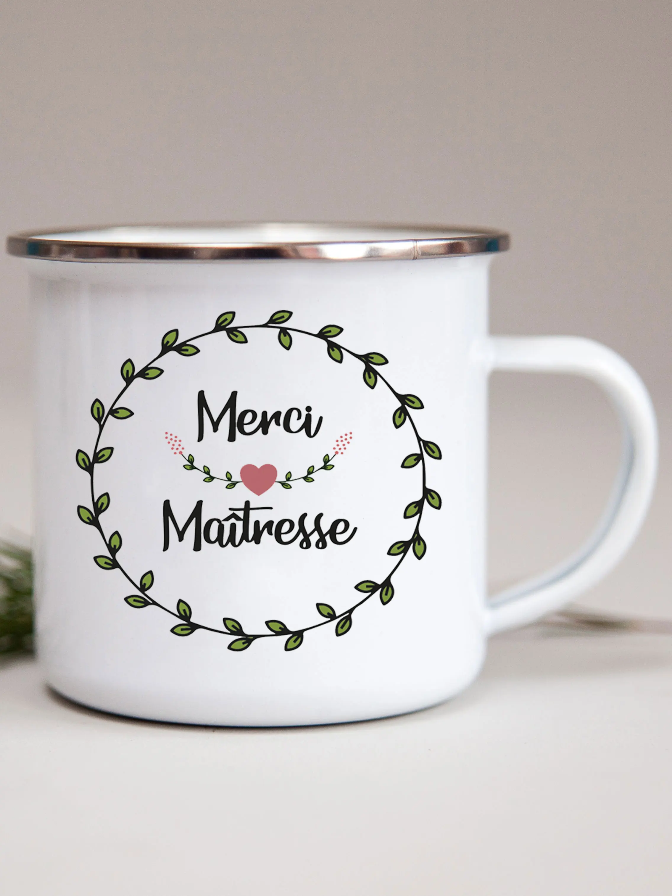 French Flower Printed Enamel Mugs Creative Coffee Mug Milk Wine Beer Drink Juice Cup School Home Handle Drinkware Teacher Gifts