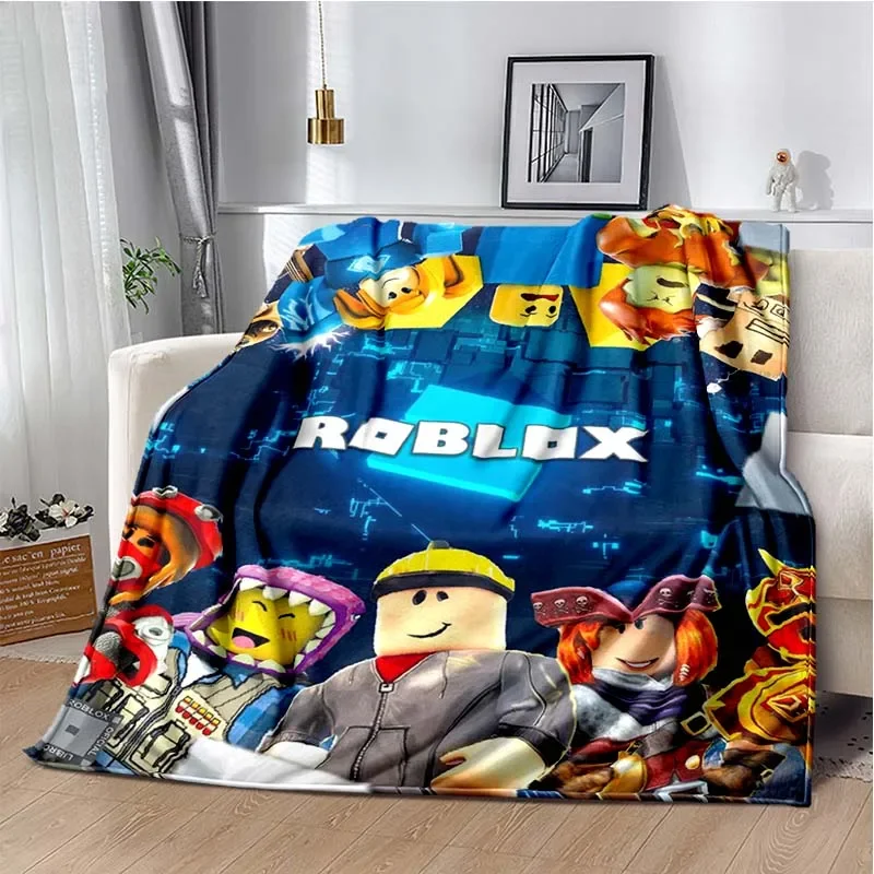 R-Robloxes Game Flannel Throw Blanket Games Factory Blanket for Sofa Office Warm Bedroom Quilt