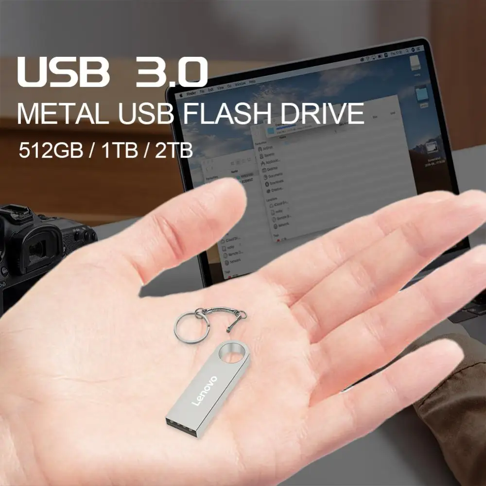 Lenovo 2TB USB Flash Drive 512GB, Pen Drive kecepatan tinggi antarmuka USB 3.0 tahan air Memoria Usb Flash Disk untuk meja PC/Laptop