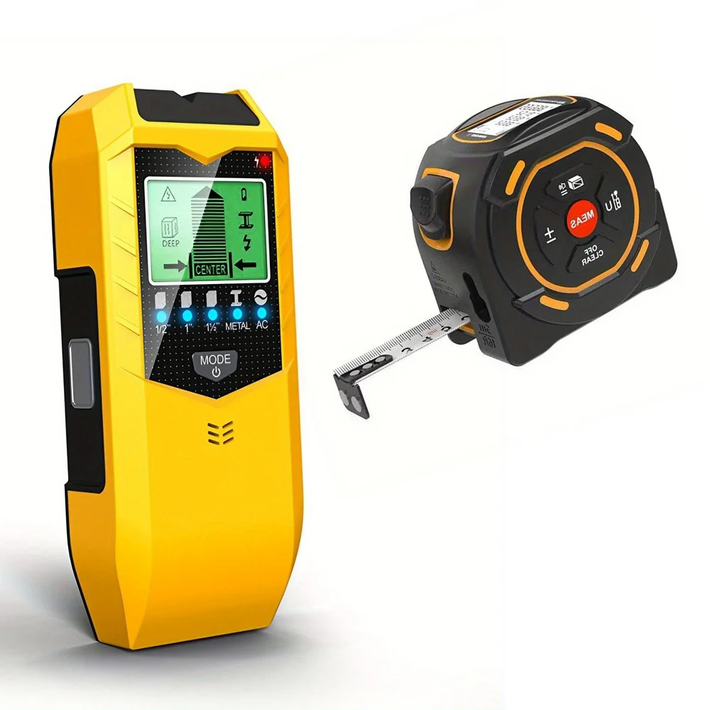 

40m/60m Laser Distance Measurer - Type-C Charging, Laser + Tape Measure 2-in-1, Backlight, for Home/Woodworking. With 5-in-1 Wall Detector, Metal/Current/Wood Sensing, for Wire Detection & Home Safety, Great Gift for Any Occasion.