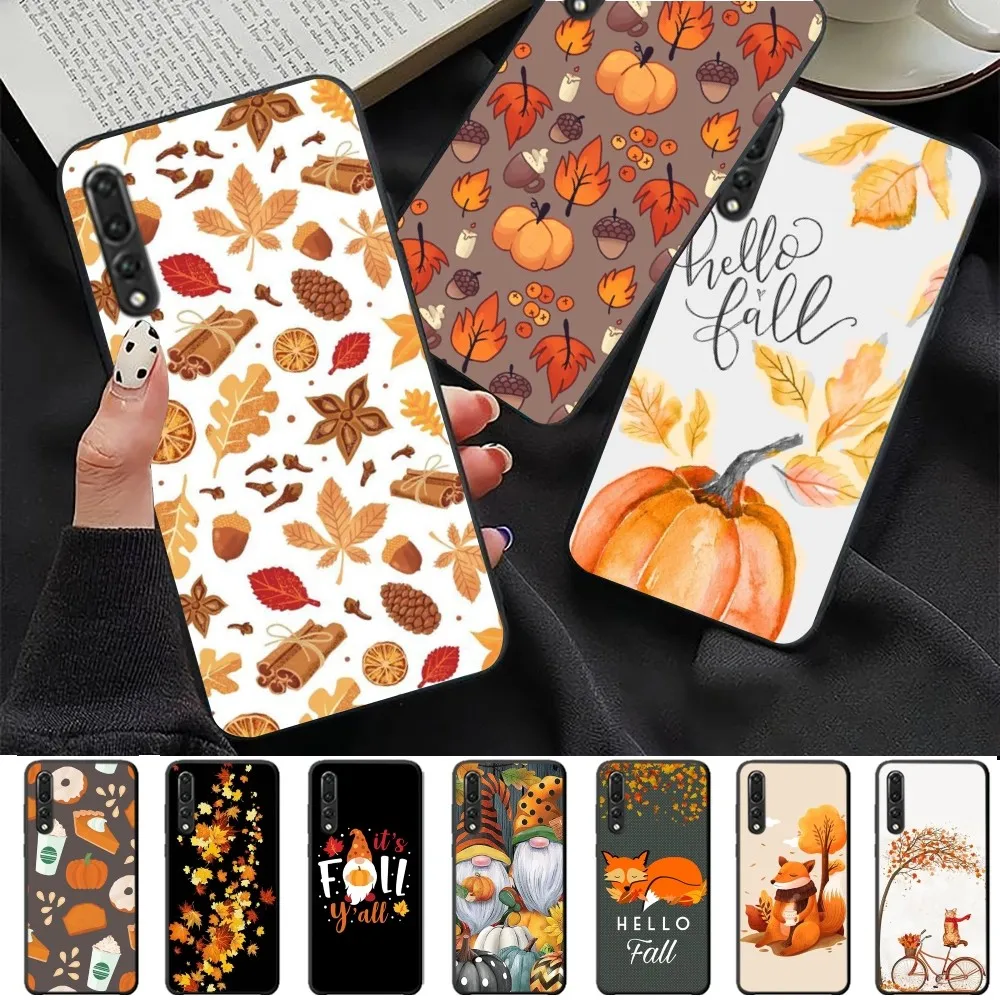 Autumn leaves fall fox pumpkin Halloween  For Huawei P 8 9 10 20 30 40 50 Pro Lite Psmart Honor 10 lite 70 Mate 20lite