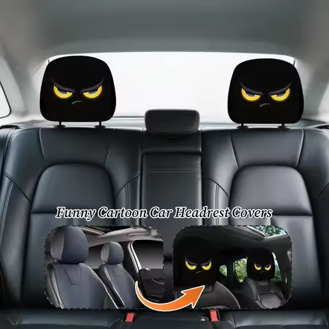 Funny Car Headrest Covers for Front Seat, Universal Elastic Auto Head Rest Protectors, Novelty Automotive Accessories