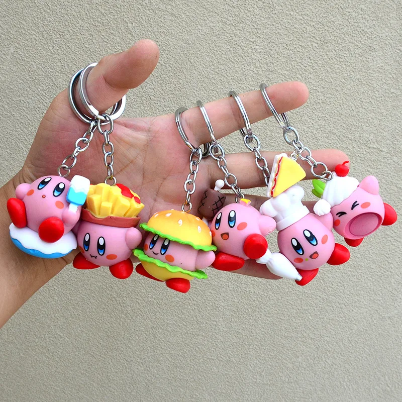 Kirbies Anime Keychains Pendant Keyrings Hanging Cute Doll Key Holder Bag Car Purse Accessories DIY Jewelry Party Children Gifts