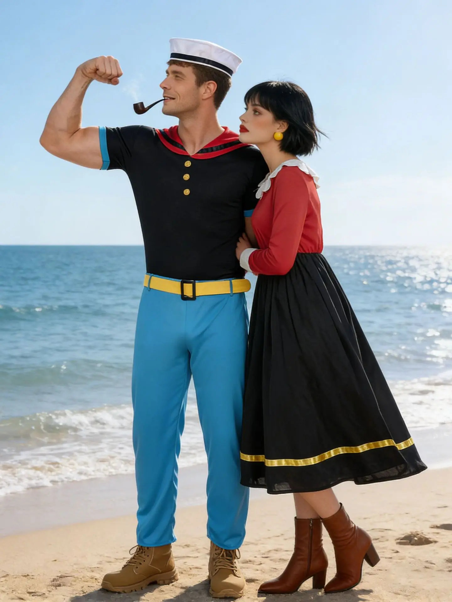 Disfraz de Popeye el Marinero para parejas, disfraz de cosplay para hombre y mujer, disfraz para fiesta, escenario, Halloween