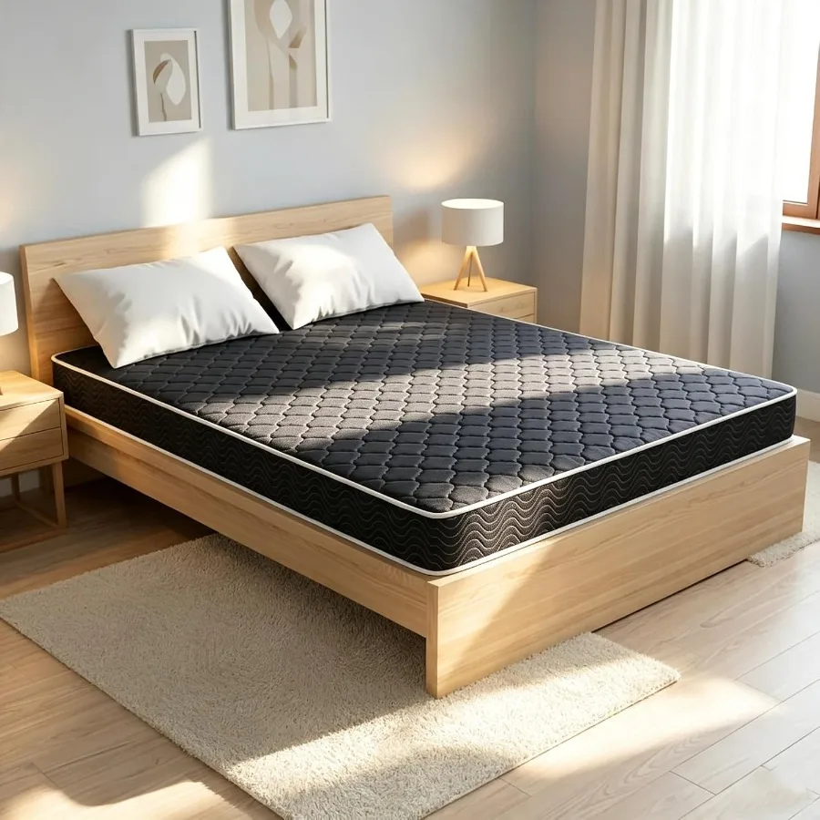 6-Inch Foam Twin Mattress with Water Resistant Vinyl Cover, Firm Sleep for and Adults, Mattress in a Box with Blue Diamond-Quil