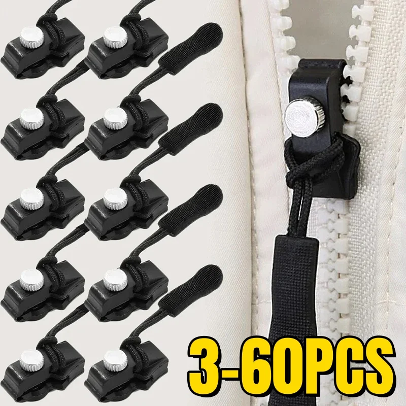 New 3-60pcs Universal Zipper Repair Kit Quick Instant Detachable Zipper Head Replacement Zipper Slider Pull For 3 Different Size