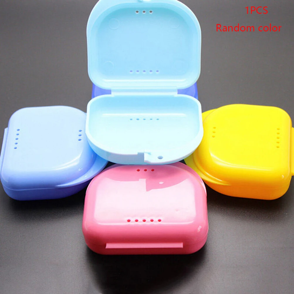 1PCS Dental Orthodontic Retainer Denture Storage Case Box Mouthguard Container Tray Random Color