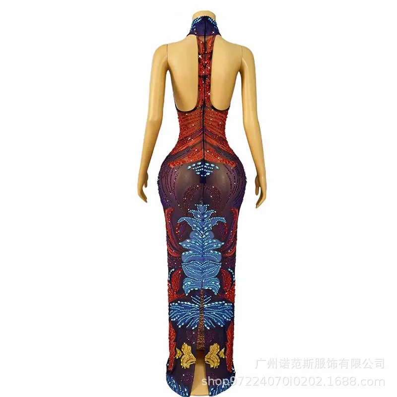 2025 Guochao الألوان المتناقضة شخصية الشارع موضة حفلة كوس فستان كوكتيل حفلة سهرة المرأة مجموعة المرحلة أغنية فستان