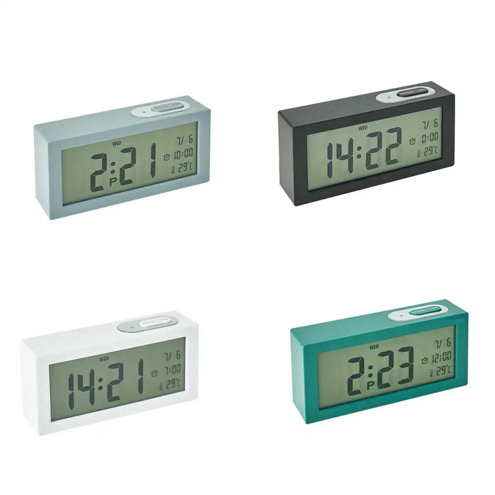 LCD Electric Alarm Clock with Calendar Bedside Humidity Meter Thermometer