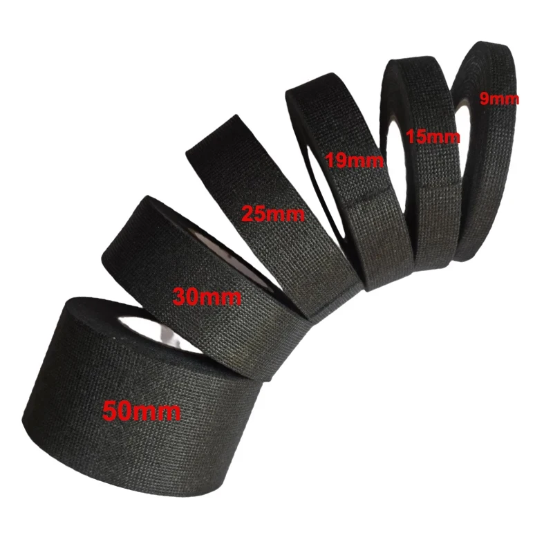 Electrical Fabric Cloth Tape Black Width 9mm- 50mm Insulated Heat Resistant Automotive Harness Noise Resistant Adhesive Tapes