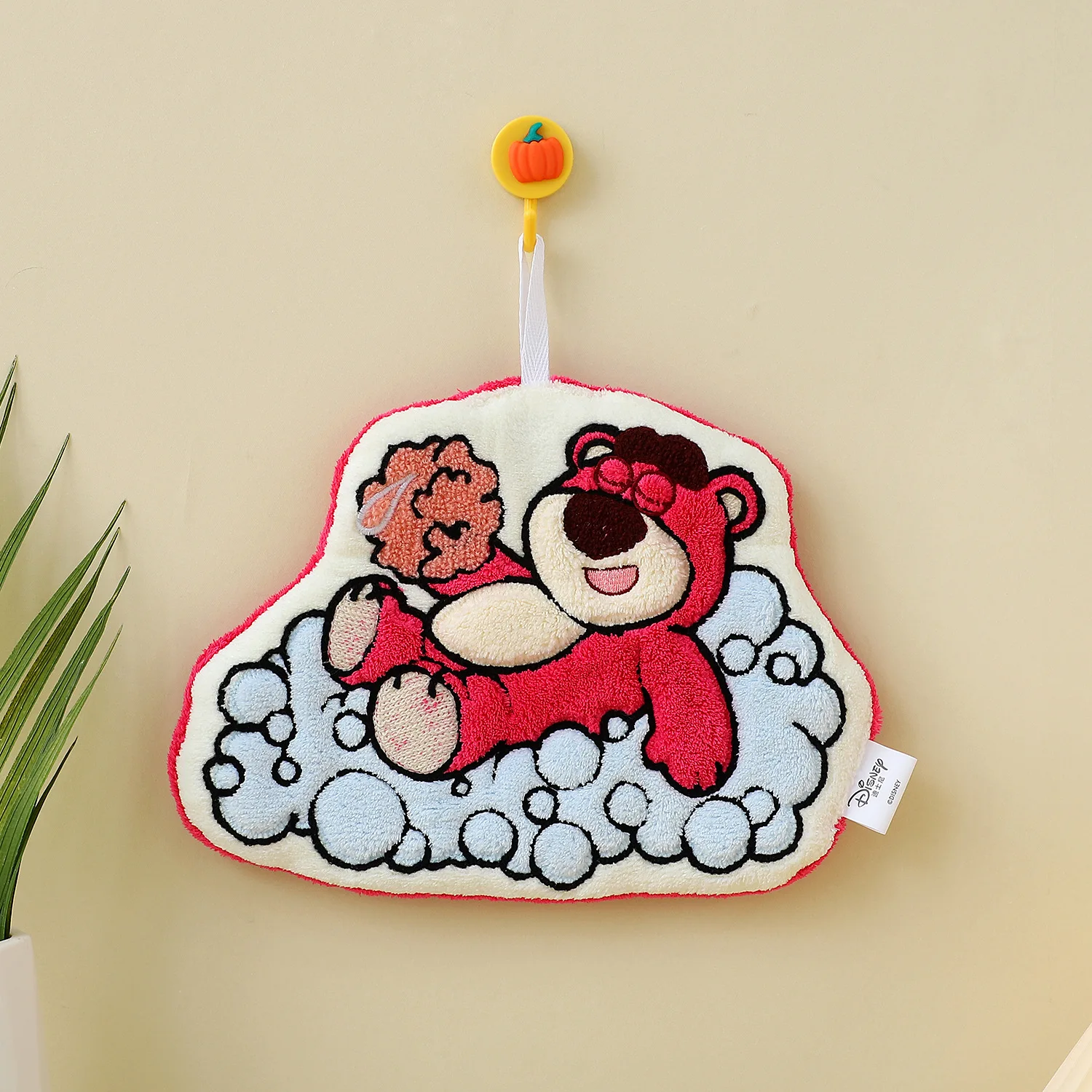 2025 جديد حار بيع ديزني لطيف الإبداعية الفراولة الدب منشفة اليد يمكن تعليقها ماصة المطبخ خرقة منديل #4