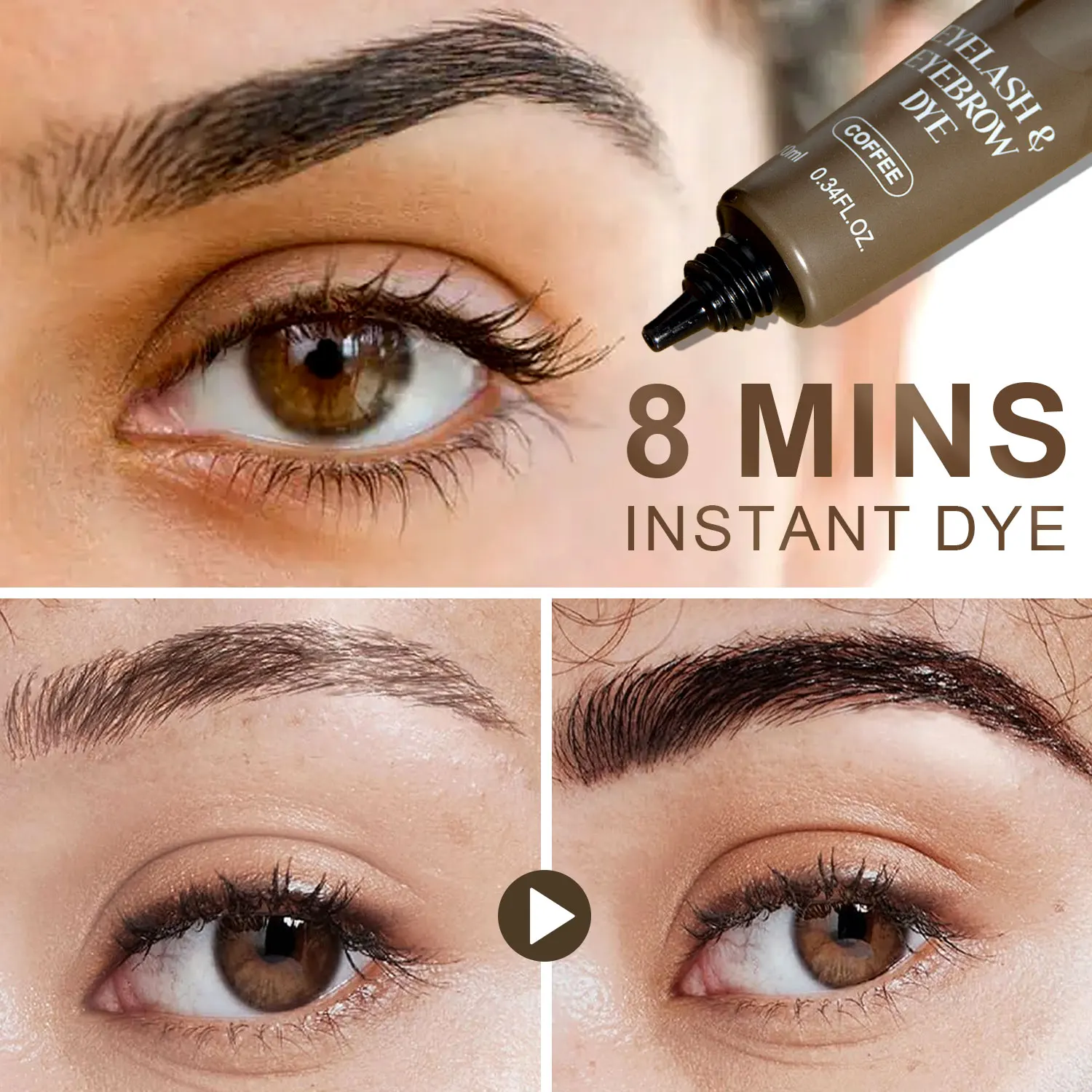 Coffee/Black/Brown Waterproof And Sweat Proof Eyebrow Tint Kit Semi Permanent Makeup - Natural Look, Styling For Men And Women