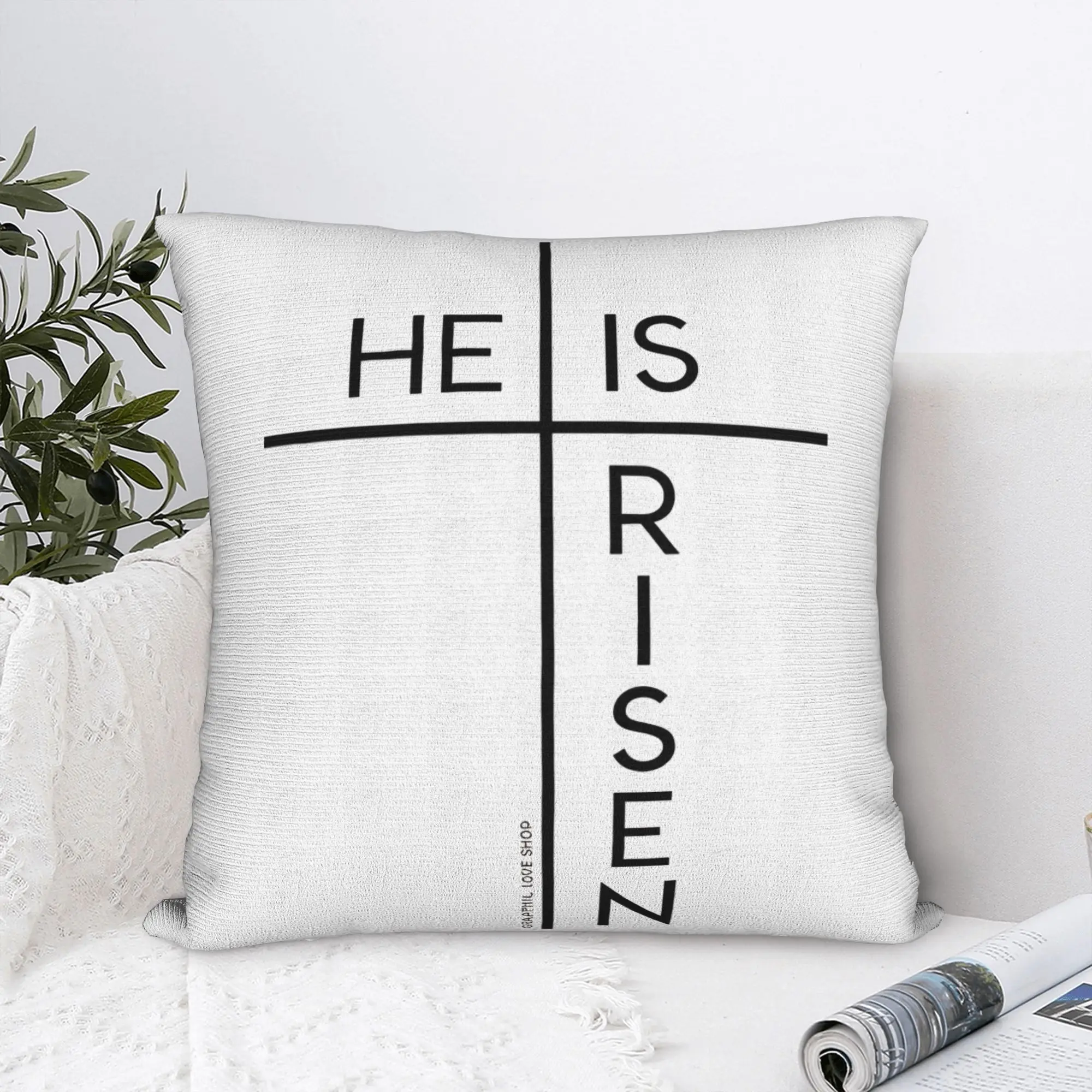 He is Risen Boho Easter Christian Cross Pillow Case  Cute Funny Pillow Cover Custom Pillowcases For Sofa Couch Bed Living Room