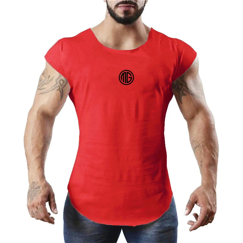 Camiseta sin mangas de algodón para hombre, chaleco transpirable sin mangas para gimnasio, culturismo y Fitness, Camiseta ajustada de 0 cuello