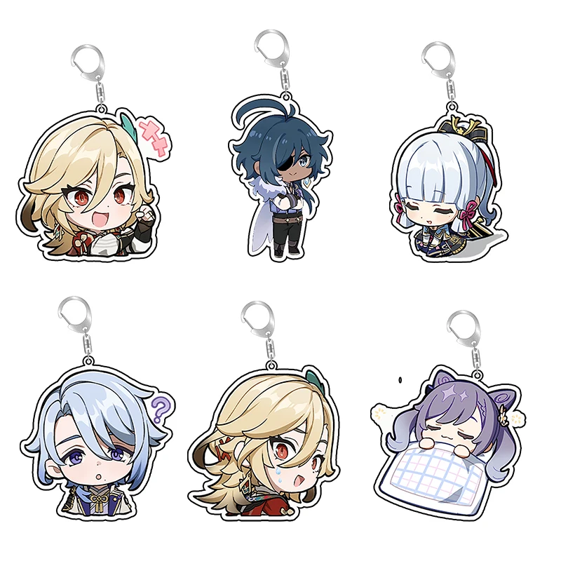 Genshin Impact Acrylic Key Chain Cute Klee Figure Kawii Kamizato Ayaka Layka Figurine Bag Pendant Custom Double Coated Keychains