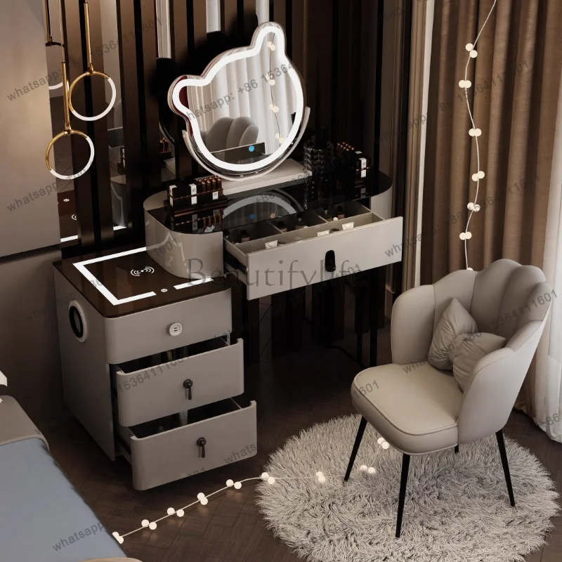 LD Organizer Bedroom Vanity Table Mirror Storage Drawers Cabinet Mobile Luxury Dressing Table Cosmetics Vestidores