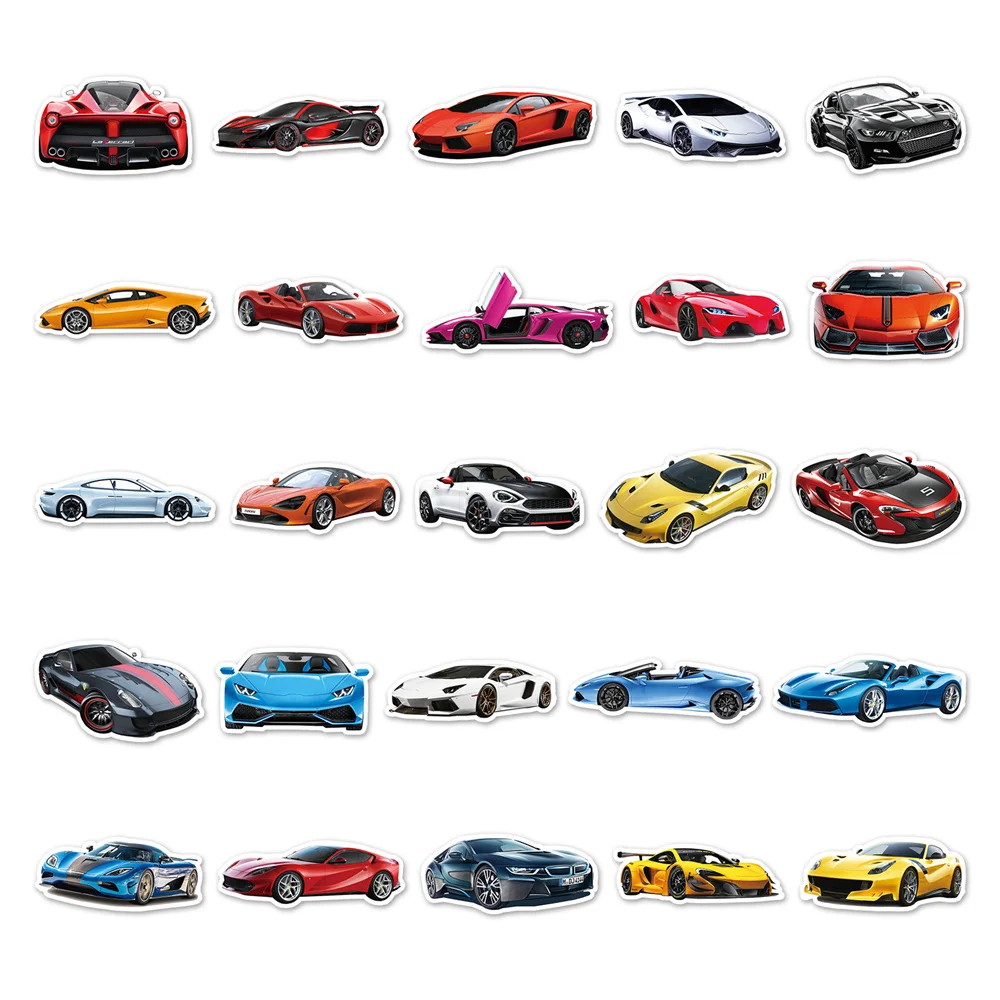 10/30/50PCS New DIY Sports Car Cartoon Personality Creative Computer Suitcase Table Water Cup Car Decoration Waterproof Sticker