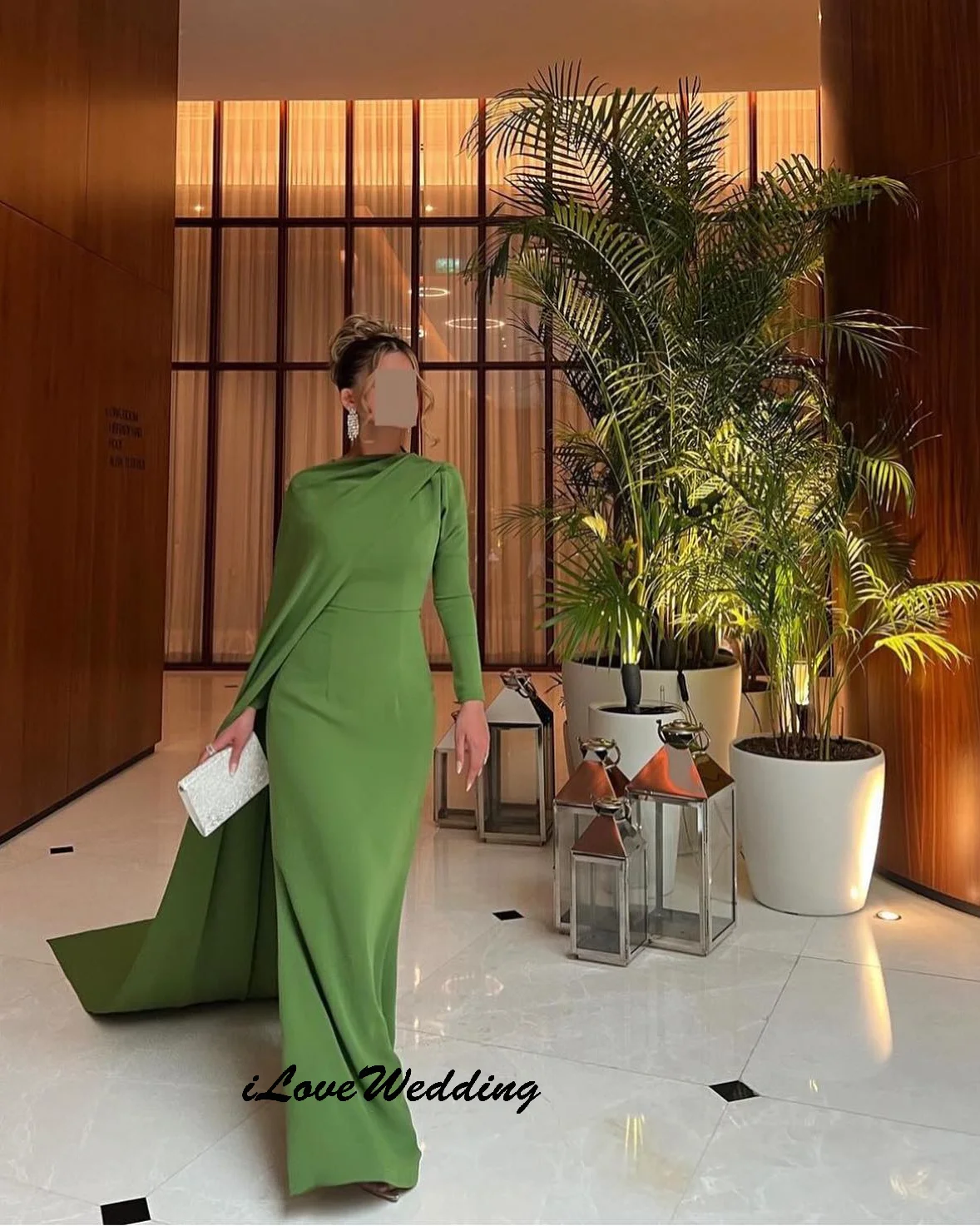 

Green Elegant Long Evening Dress Formal Gowns For Women Long Sleeve Wedding Party Dress For Women Mermaid Maxi Dress Customized