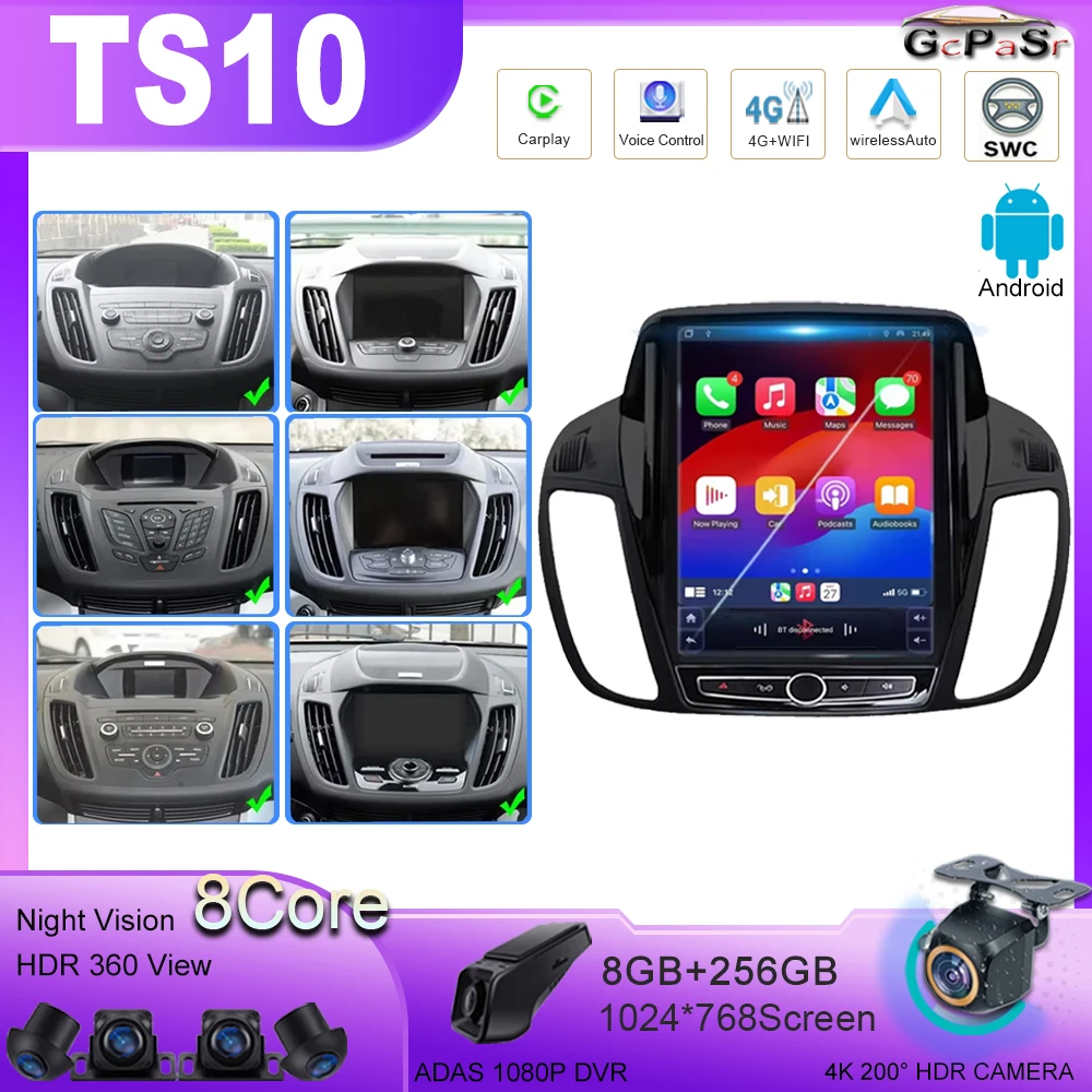 Android 13 для Ford KUGA C-max Escape 2013-2015 Стиль Tesla Навигация Автомобильный GPS Авто Радио Стерео Авто Мультимедийный Плеер Без 5G