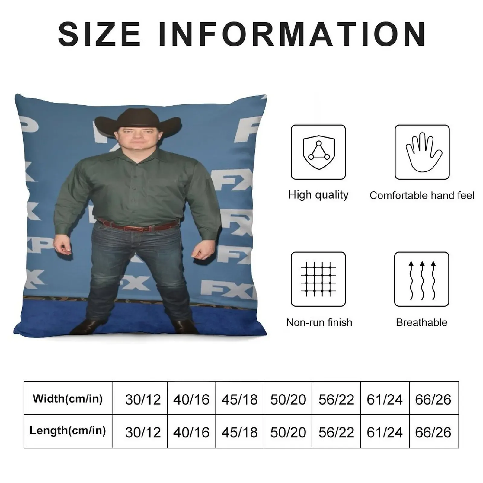 Cowboy Brendan Fraser Throw Pillow Pillows Aesthetic Pillow Case christmas supplies pillow