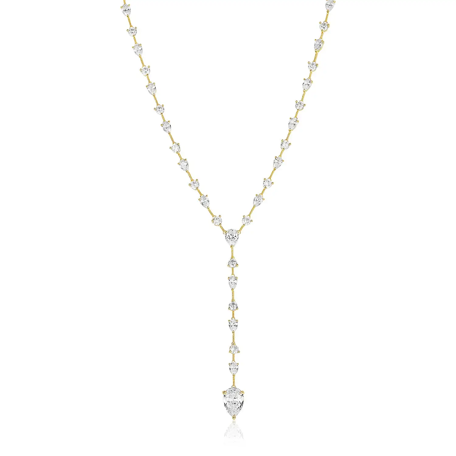 2026 Nieuwe Geometrische CZ Station Link Chain Choker Sexy Lange Lariat Vrouwen Ketting Hoge Kwaliteit Iced Out Zirconia Mode-sieraden