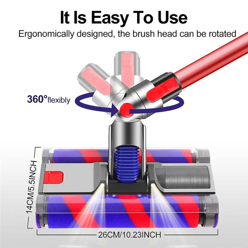 Замена вакуумной головки A44TV для головки двигателя серии Dyson V7 V8 V10 V11 V15, головка очистки мягкого ролика, двойная роликовая щетка