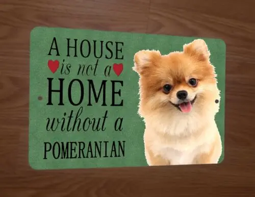 A House is Not a Home Without a Pomeranian Dog Animals 8x12 Metal Wall Sign