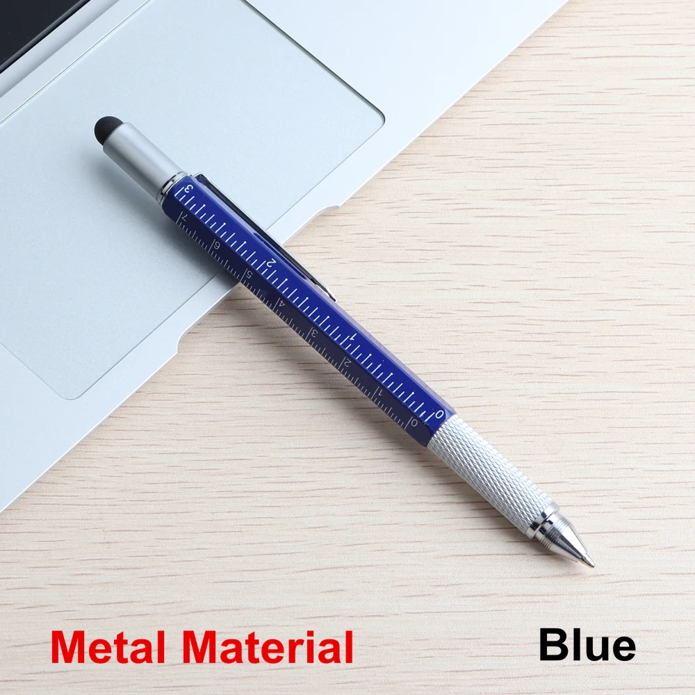 Multifunction Ballpoint Pen With Modern Handheld Tool Measure Technical Ruler Screwdriver Touch Screen Stylus Spirit Level