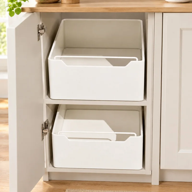 Multi-Section Sliding Spice Rack Tray with Rails for Kitchen Cabinet Organization