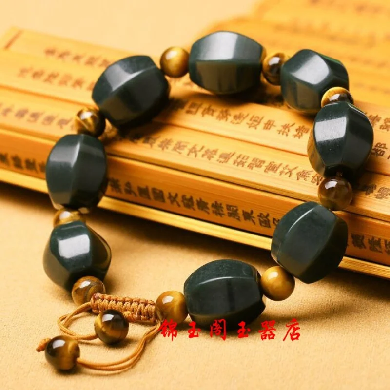 

Браслет Qingyu Lucky Hetian Jade в стиле унисекс с барабанными бусинами
