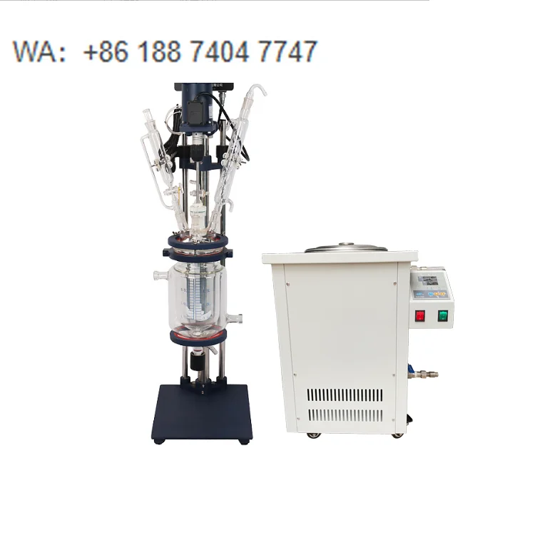 Reactor de vidrio encamisado de 1L, 2L, 3L, 5L con baño de aceite, reactor químico de vidrio encamisado para laboratorio, al mejor precio