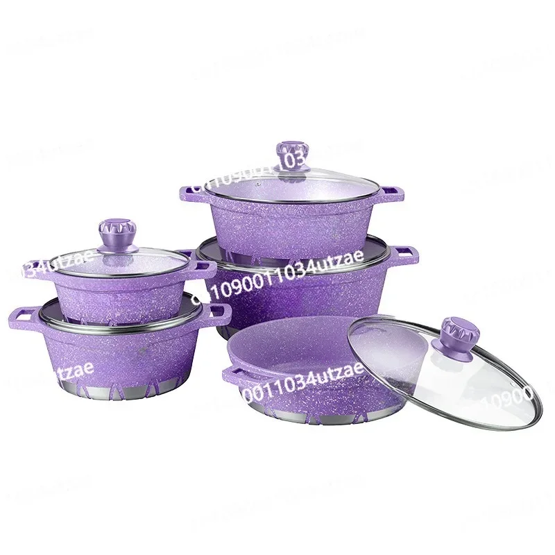 Soup Pot Household Soup Saucepan Pot Set 10pcs Aluminum Pot Die-casting Non-stick