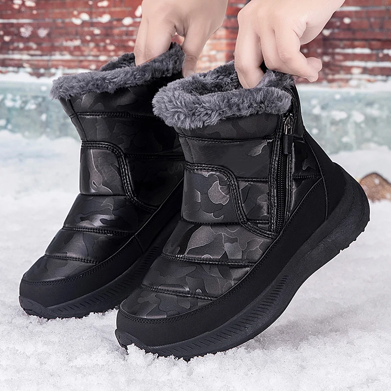 

New winter men's snow boots fashion warm men's boots platform shoes non-slip waterproof wear-resistant outdoor high-top shoes 46
