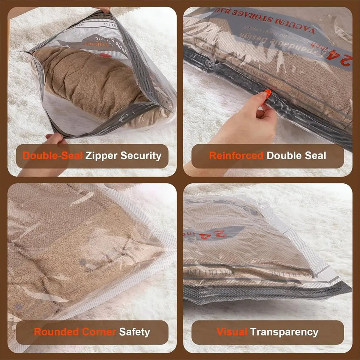Travel Vacuum Bags with Pump -12 Pack Space Saver Bag for Travel & Home, Clothes, Bedding, Blankets, Seasonal Storage