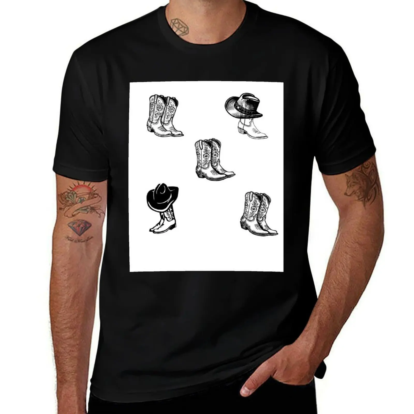 cowgirls boots lines printable shirt background digital file instant download PNG file T-Shirt Modern Print Casual T-Shirt