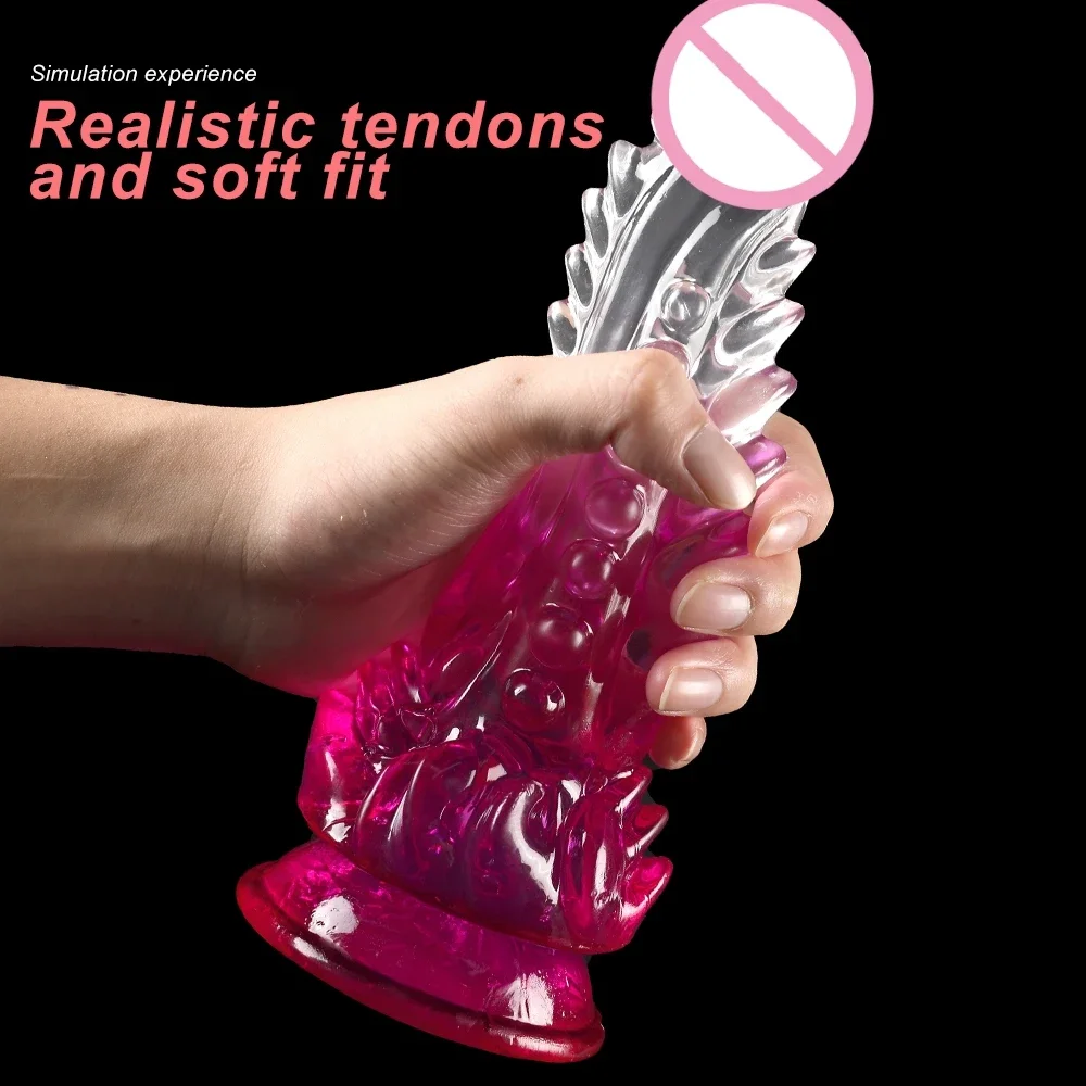 Crystal Jelly Enorme Spike Anal Butt Plug Dildo Realistische Penis Butt Sexy Speelgoed Voor Koppels Vagina Anale Vrouwen Dildo 'S Sex Tool