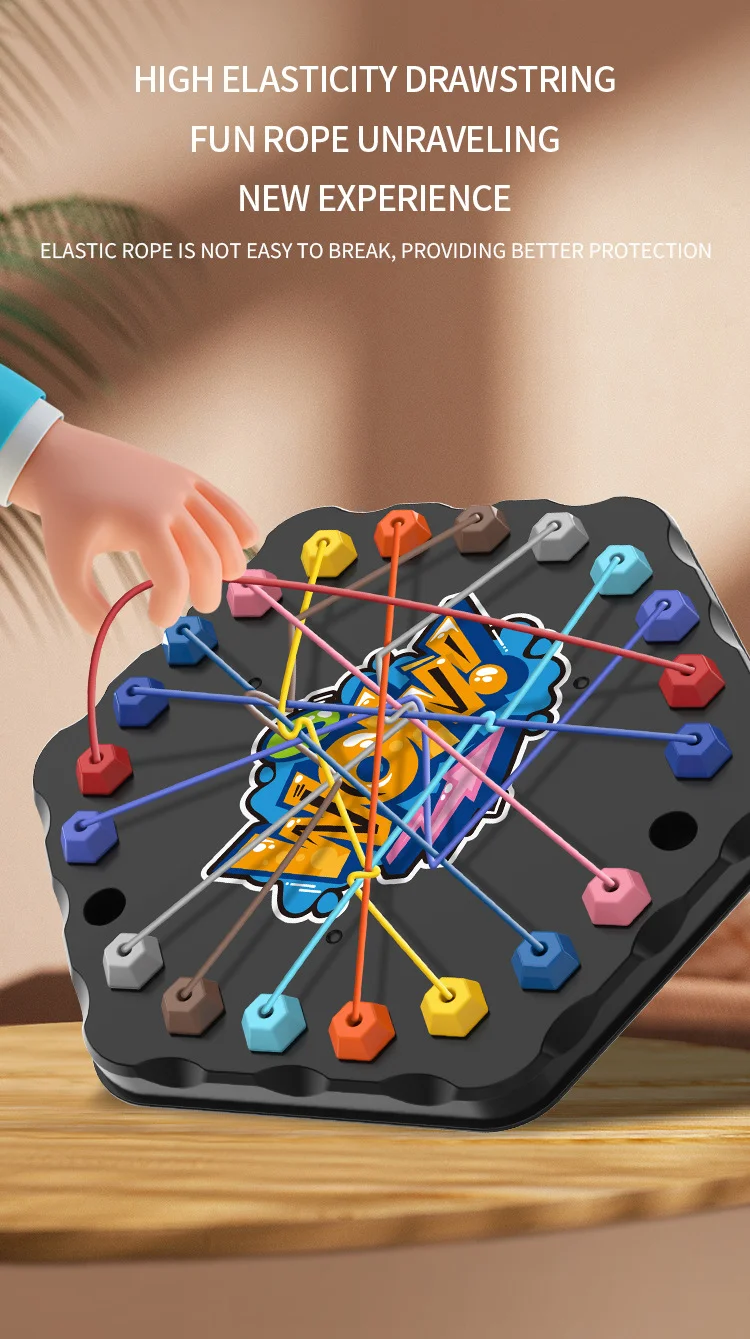 Kinder Puzzle Brettspiel Entwirren Seil Knoten Herausforderung Soziale Party Eltern-Kind-Aktivitäten Geknotetes Seil Lernspielzeug – Detail 7