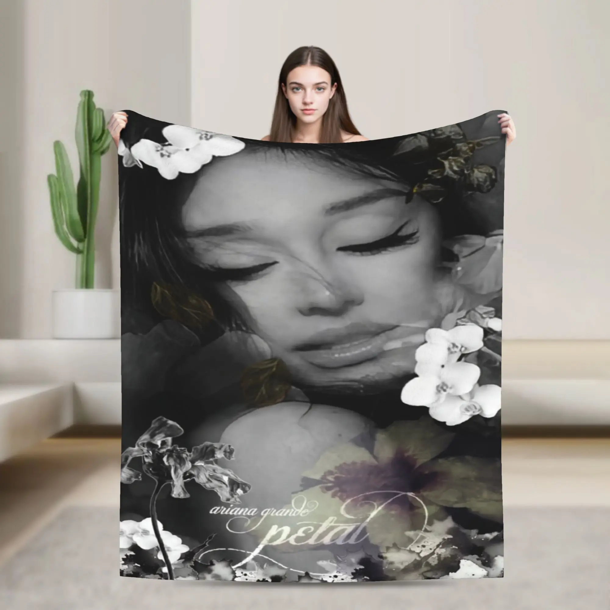 Arianas Grandes petal  Flannel Blankets  Super Warm Throw Blanket for Couch Chair Travel Office Novelty Bedspread Sofa Bed Cover