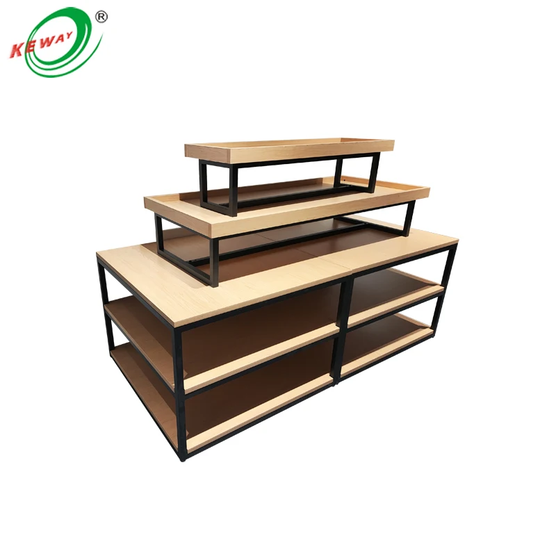 Keway Multi-Layer Store Gondola MDF Cosmetics Display Rack Supermarkt Display Regal Holzregal Werbe-Display-Tisch