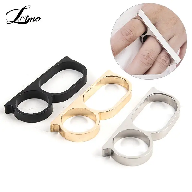 1PCS Personality Hyperbole Ring For Men Double Knuckle Blogger Two Finger Punk Ring