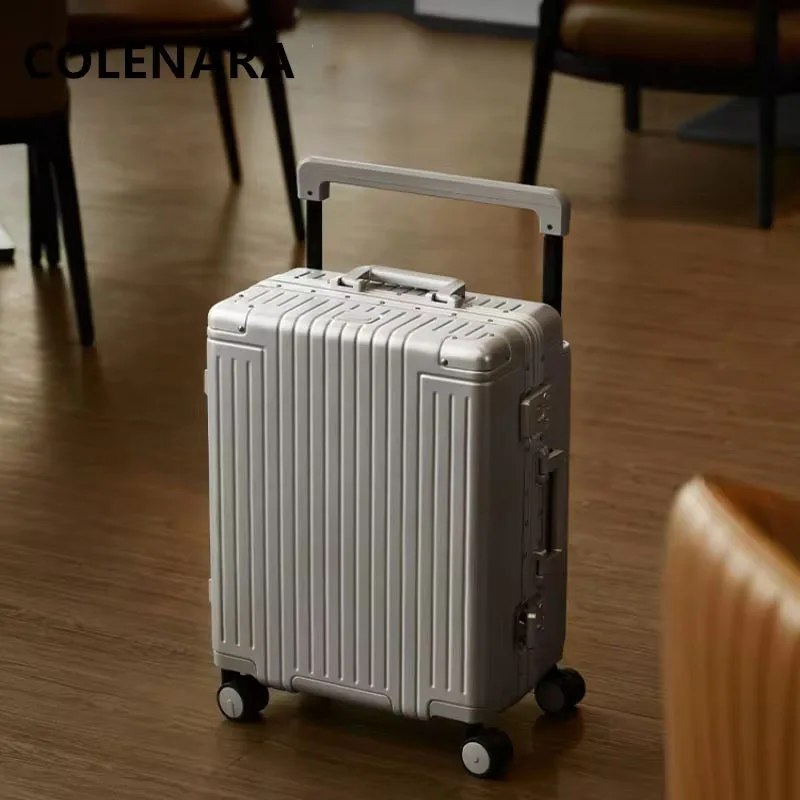 COLENARA-Valise à Roulettes avec Cadre en Aluminium pour Homme, Sac de Voyage, Boîte à Mot de Passe, Valise d'Affaires, Type Chariot 26 Amaran, 24 Pouces, Nouveau