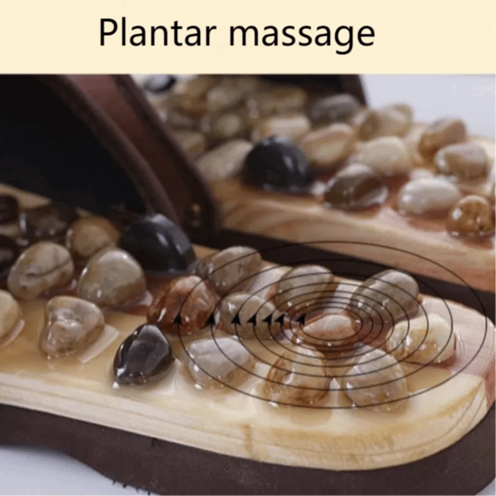 Natural Pebbles Acupressure Massage Slippers Feet Care Anti-slip Massage Stone Sandals Rotating Relaxation Foot Massager Shoes view 5
