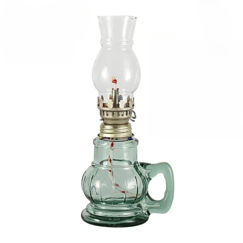 1/2 stuks retro winddichte glazen lamp mini kerosine olielampen met handvat voor gebruik binnenshuis noodverlichting kerst bruiloft decor - afbeelding 2